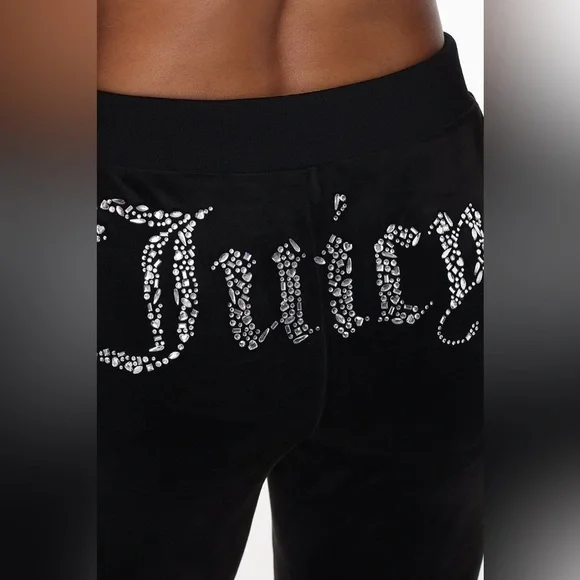 NWT Juicy Couture MIXED CRYSTALS VELOUR TRACK PANTS S J4 - Picture 4 of 8